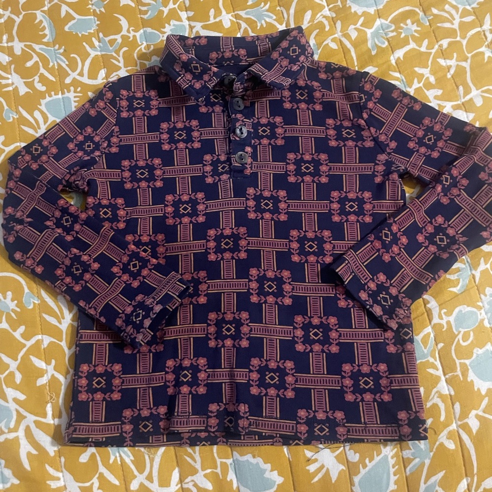 Misha And Puff Navy and Pink Kids Button Down Shirt